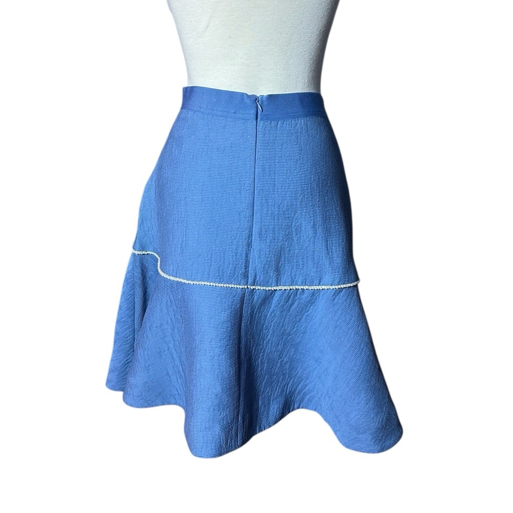 Sandro Paris Elegant Blue Women's Fit & Flare Mini Skirt With Pearl Detailing - Picture 7 of 11